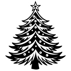 xmas tree silhouette vector on tranparent background