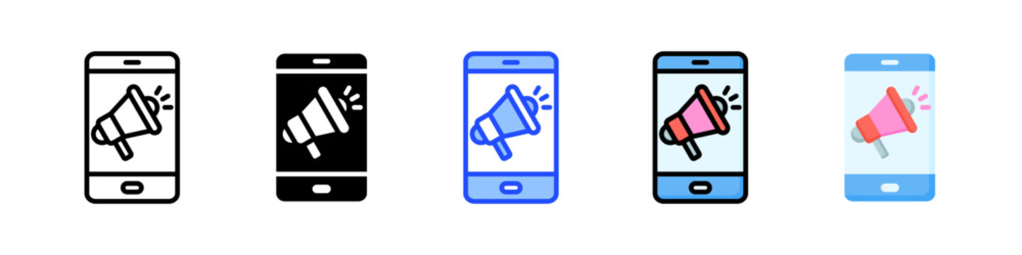 Mobile Marketing Icon Collection With Multiple Styles