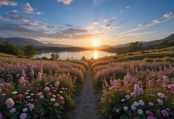 sunset in the mountains