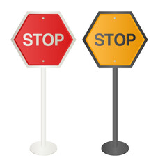 Red Stop Sign Vector on White Background. Road Traffic Sign. No Entry. Stop Traffic Sign.