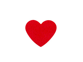Concept for love and encouragement. Red heart shape made of foam isolated on a white background. .