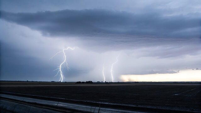 A photogra ph of a nighttime thunderstorm