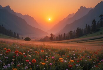 sunset in the mountains