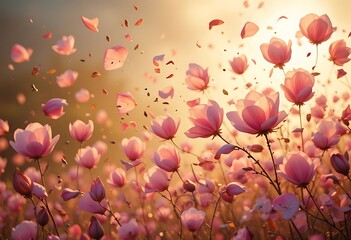 pink tulips in the garden