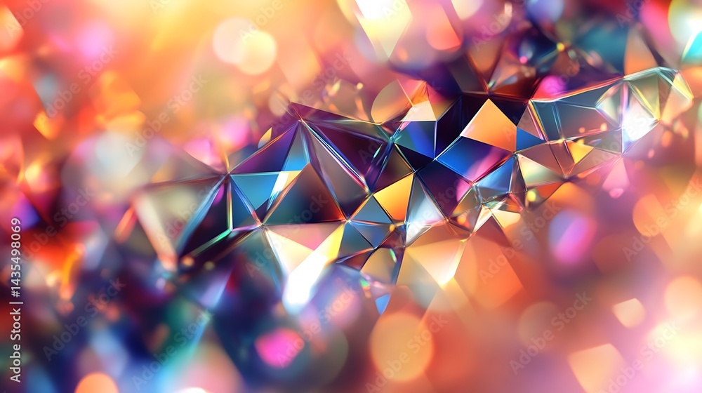 Poster Abstract Multicolored Geometric Background with Bokeh Effect