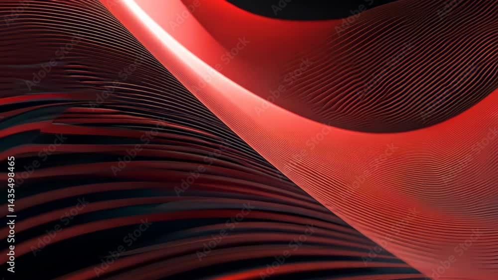 Poster vibrant red and black abstract background with wavy lines and glowing gradient for bold digital art 