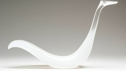 A white glass sculpture of a bird in flight.