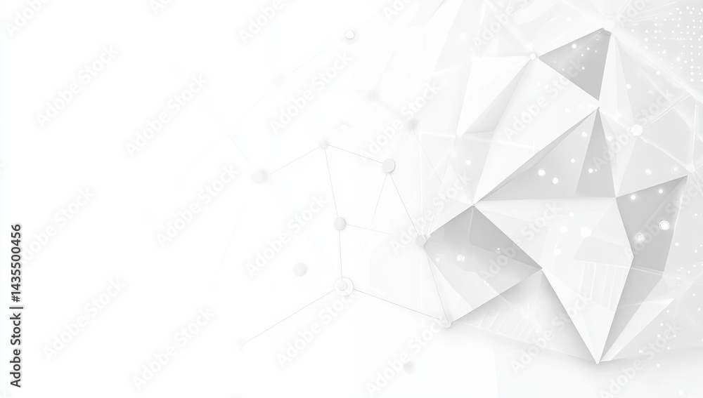 Poster abstract white geometric design with connecting nodes