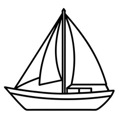 Minimal Sailboat Vector on White