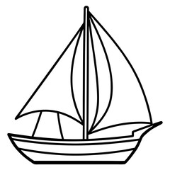 Minimal Sailboat Vector on White