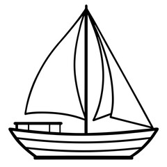 Minimal Sailboat Vector on White