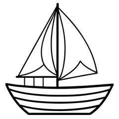 Minimal Sailboat Vector on White
