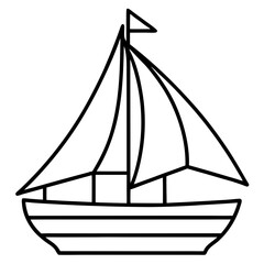 Minimal Sailboat Vector on White
