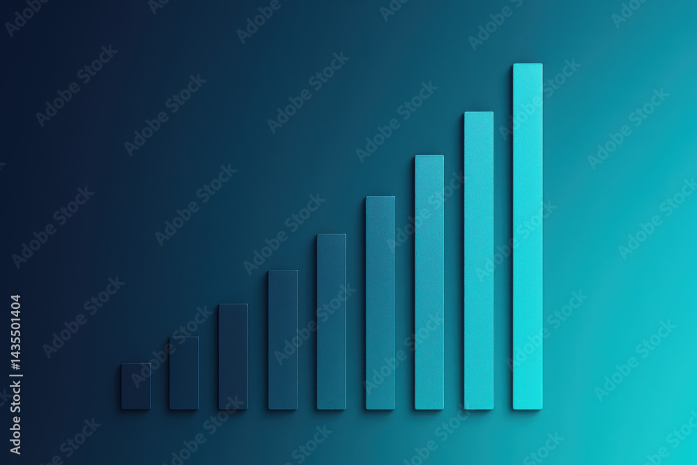 Poster this abstract showcases vertical bars varying height that symbolize growth and strategy representing