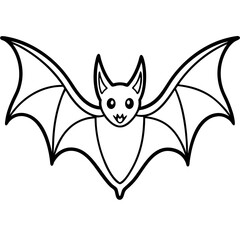 Bat vector illustration line art and white background