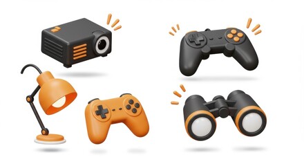 3D Rendered Leisure and Entertainment Icons