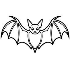Bat vector illustration line art and white background