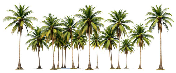 Tropical palm trees, photorealistic, isolated on white background.