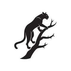 Climbing Panther Silhouette Vector Art