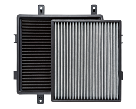 Air filters with different mesh designs for filtration on a transparent background