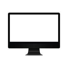 Computer monitor display with empty screen isolated on transparent background.