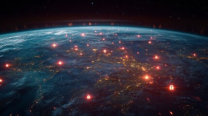 Obraz premium Global City Lights at Night Viewed from Space