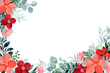 Watercolor flowers background vector for design.