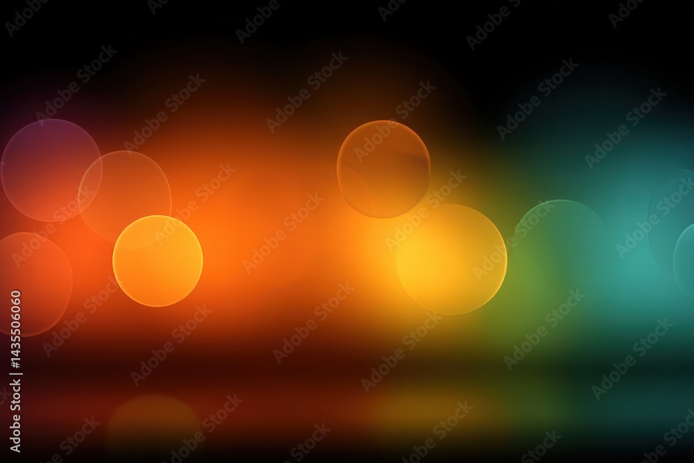 Poster blurred glowing orbs in orange green and dark shades gently overlapping in soft depth of field repre