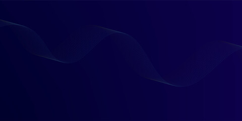 Abstract glowing wave lines on dark blue background. Dynamic wave pattern. Modern flowing wavy lines. Futuristic technology concept. Suit for banner, poster, cover, brochure, flyer, website