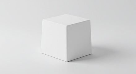 Minimalist White Cube Object on Neutral Background