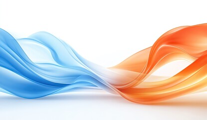 Abstract flowing blue and orange waves on white (1)