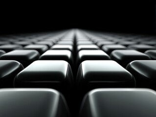 Fototapeta premium Glossy close-up of black computer keyboard with shallow depth of field and angled lighting showing modern tech input design minimalism and tactile interface