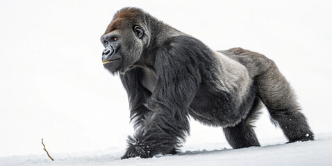 Obraz premium Majestic Gorilla Photo White Background