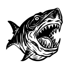 A sketchy style illustration of a shark fish