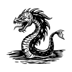 A vintage style illustration of a sea monster