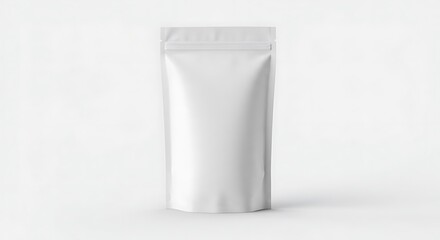 Standing Pouch Mockup on White Surface for Product Packaging Display