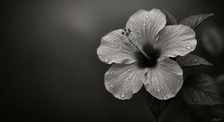 Elegant grayscale hibiscus flower image