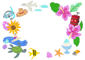 夏の海のレジャー旅かわいいフレーム素材
