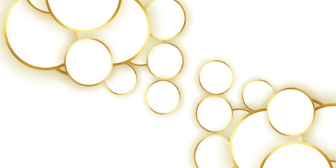 Luxurious Abstract 3D Circles Composition Adorned with Elegant Shiny Golden Borders on a Soft Gradient Background, Perfect for High-End Textile and Wallpaper Designs