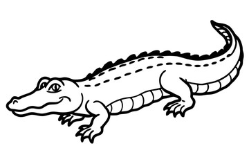 Naklejka premium Alligator full body vector illustration line art and white background