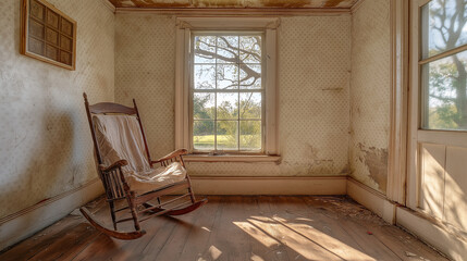 静かに揺れる、忘れられたロッキングチェア