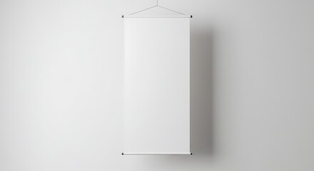 Hanging Blank White Poster on Wall for Mockup Display