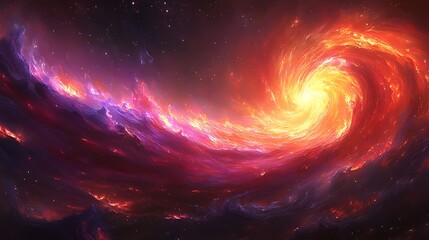 Obraz premium Fiery cosmic swirl, nebula in vibrant reds and oranges