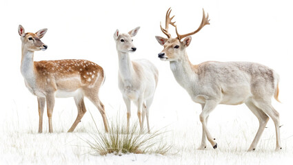 Fototapeta premium Majestic Deer Standing on White Background