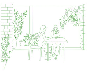 illustration, vector, outline, sketch, coloring