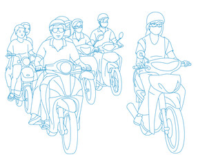 people are riding on motorcycles on street in Saigon, Vietnam