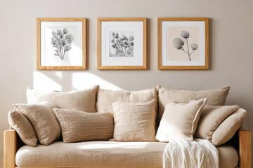 Artwork above sofa isolated on white background