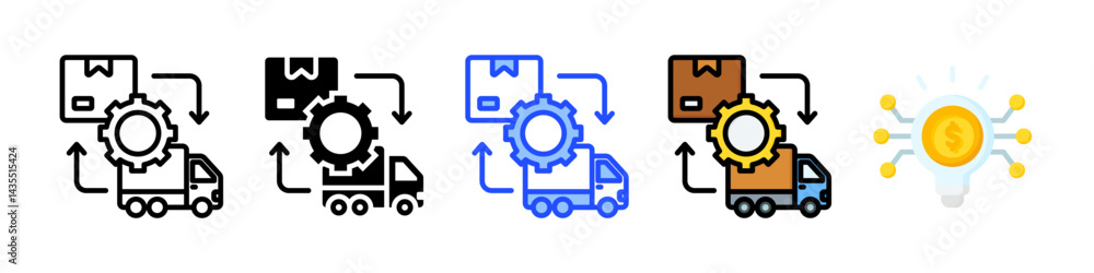 Poster supply chain icon collection with multiple styles