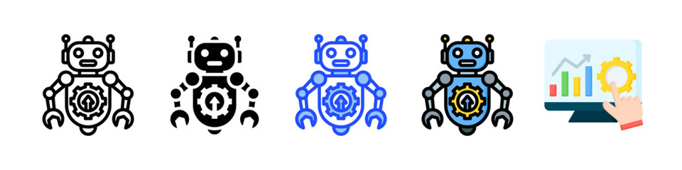 Robotic Advancement Icon Collection With Multiple Styles