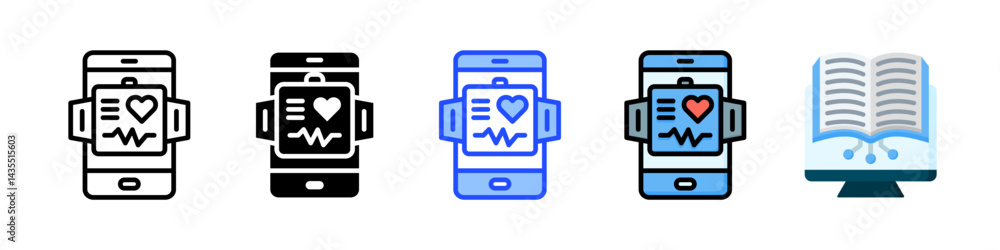 Poster health tech icon collection with multiple styles